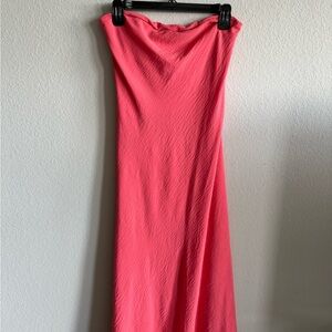 See You Monday Strapless Coral Dress